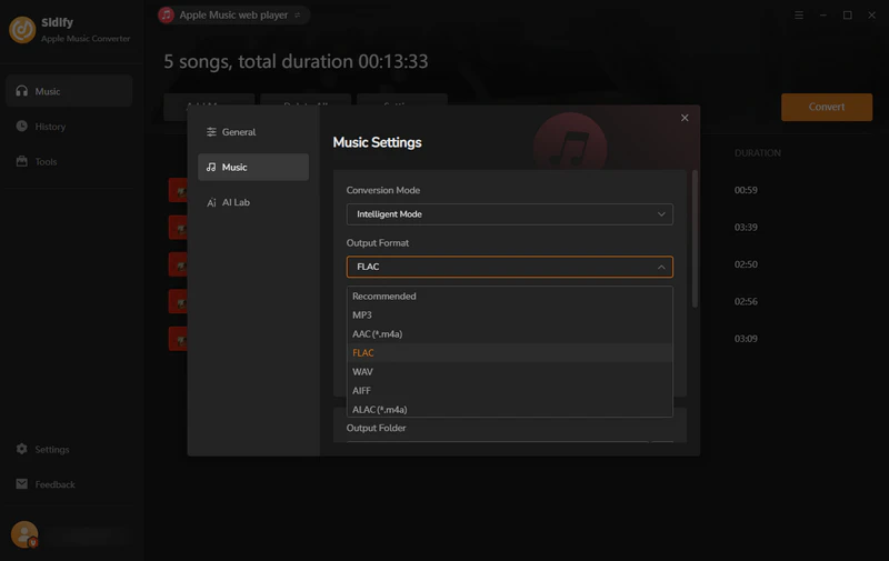 Step 3: Select FLAC as the output format