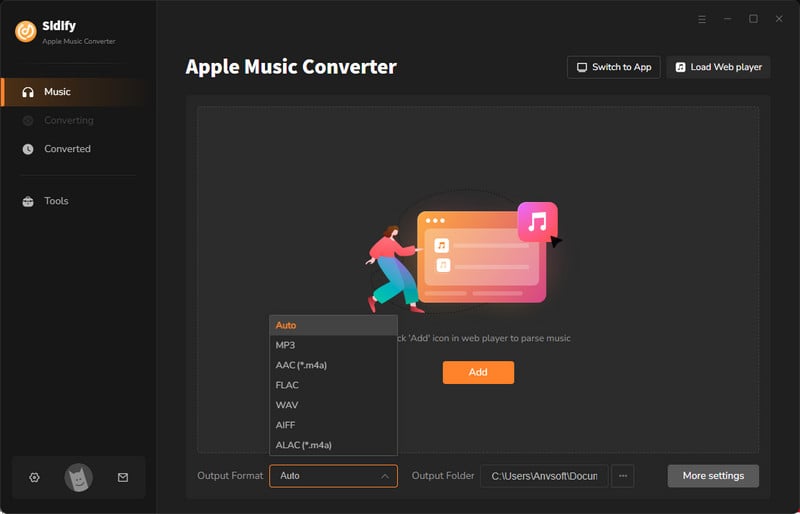 sidify apply music converter interface