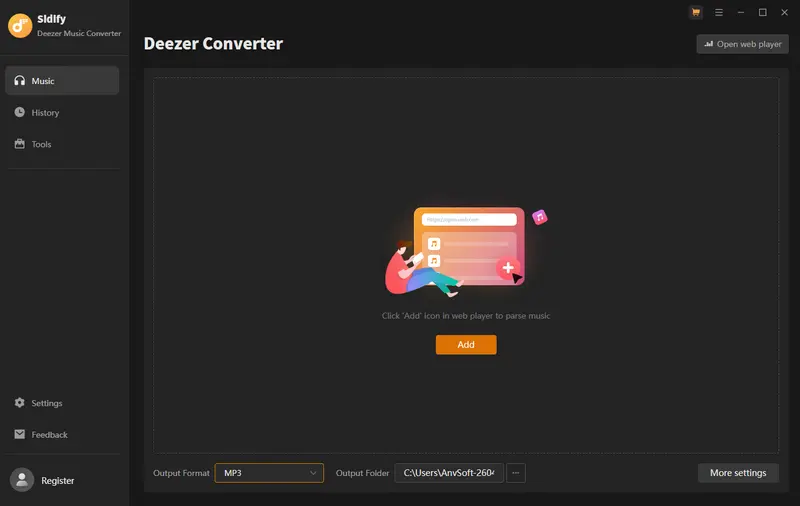 start sidify deezer music converter