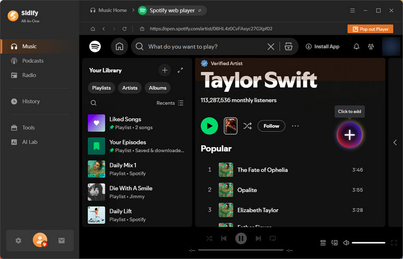 Add Streaming WebPlayer music