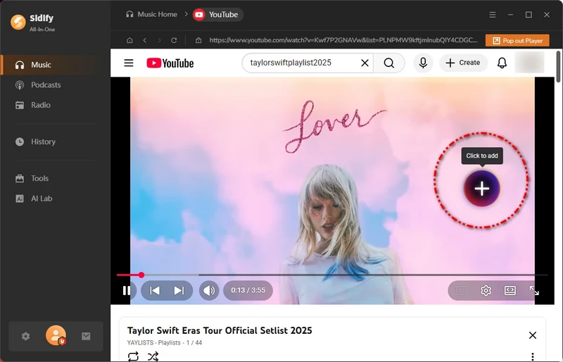 add youtube video to sidify