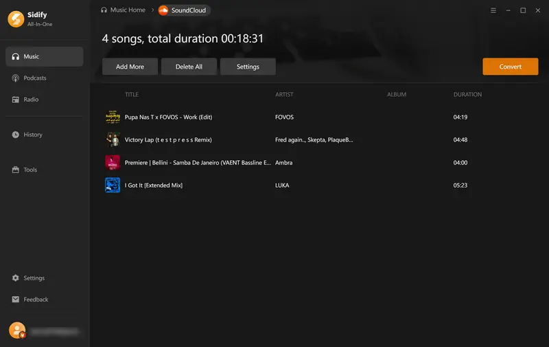 convert soundcloud songs