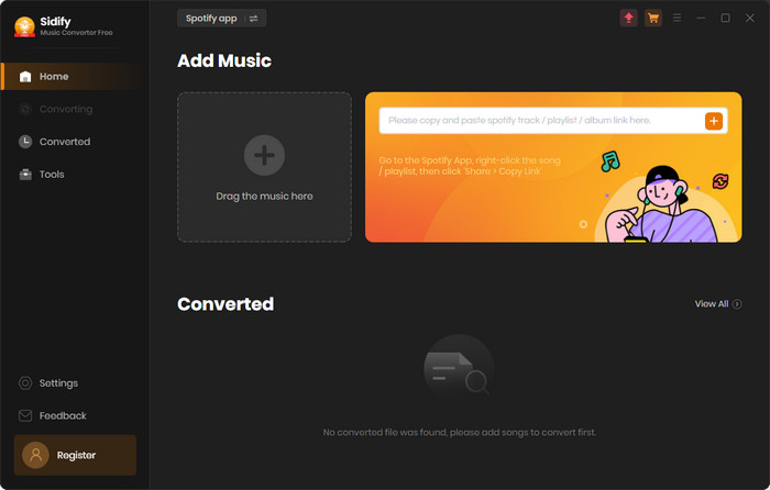 Interfaccia principale di Sidify Music Converter Free