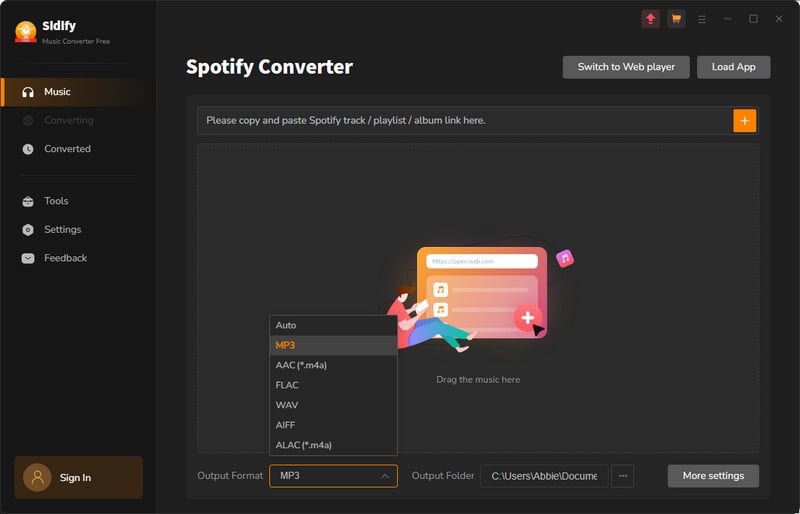 Interfaccia principale di Sidify Music Converter Free