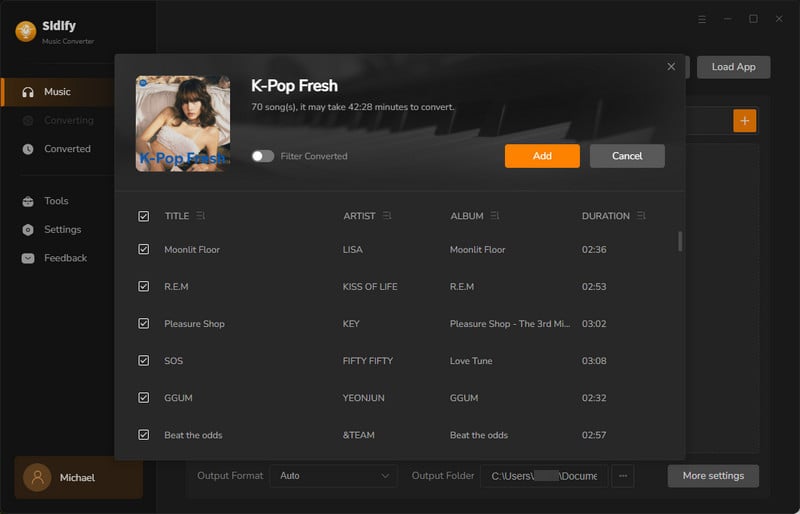 add spotify songs to sidify