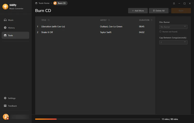 choose music for burning