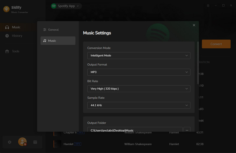 set MP3 output format
