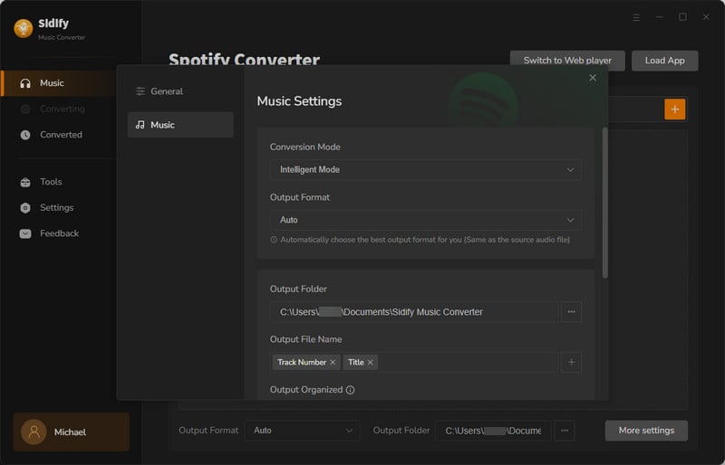 Customize the output setting