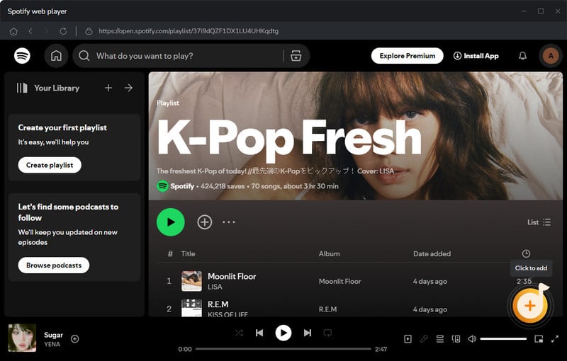 Add Spotify WebPlayer music