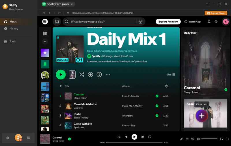 Step 2: Add Spotify songs to Sidify converter
