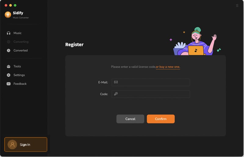 Register Sidify Music Converter for Mac