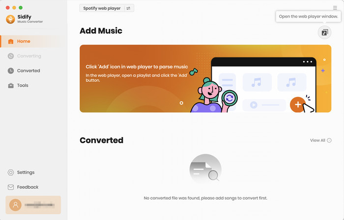 Interfaccia principale di Sidify Music Converter Mac