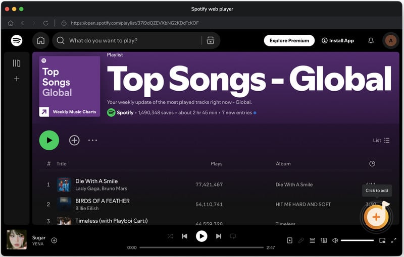 add spotify songs or playlist