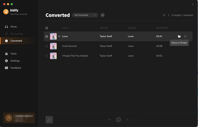 cronologia delle conversioni musicali da Tidal