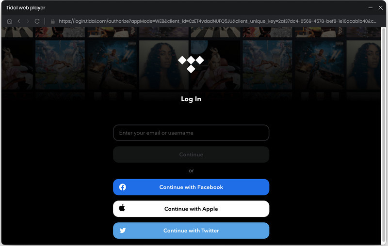 Accedi all'account Tidal