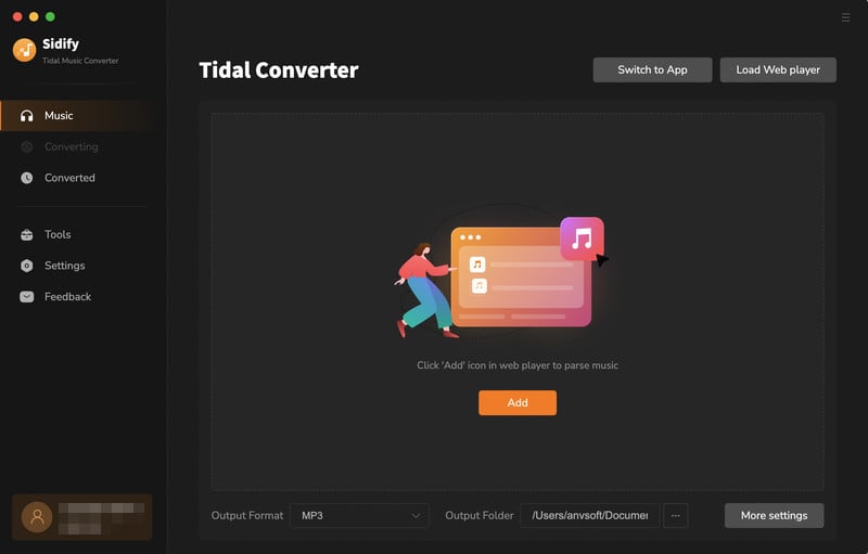 Sidify Tidal Music Converter Interface