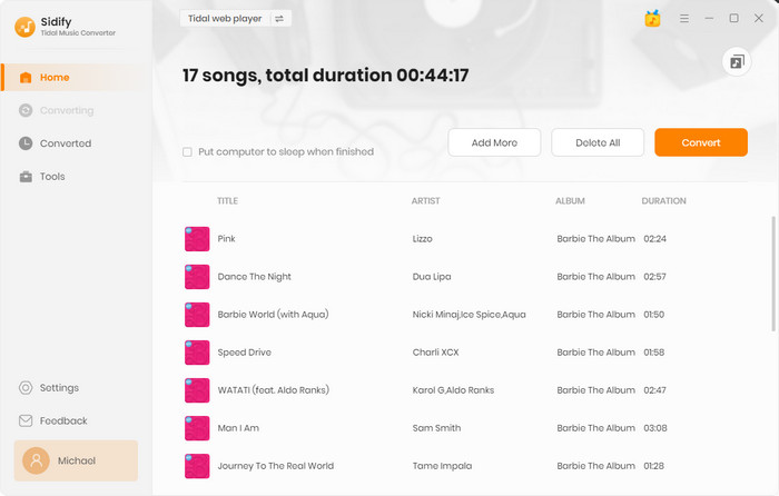 convert multiple tidal playlist