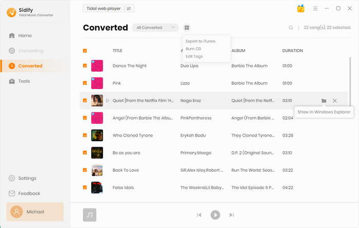 view Tidal Music downloads on pc