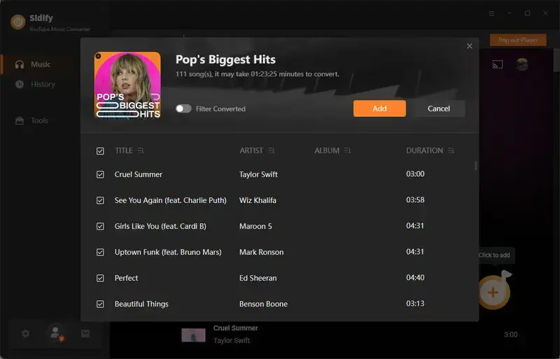 Step 3: add songs you want to download