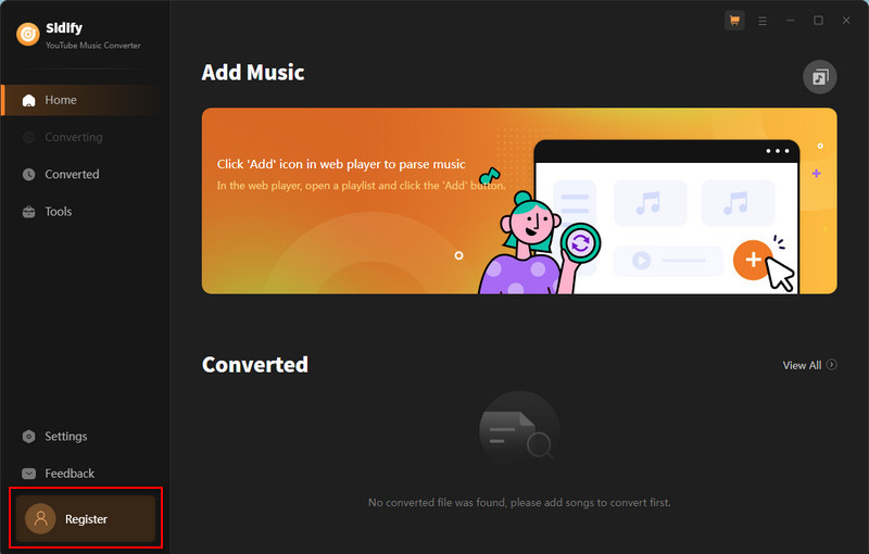 Register YouTube Music Converter