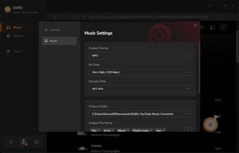 Step 2: set output format and folder