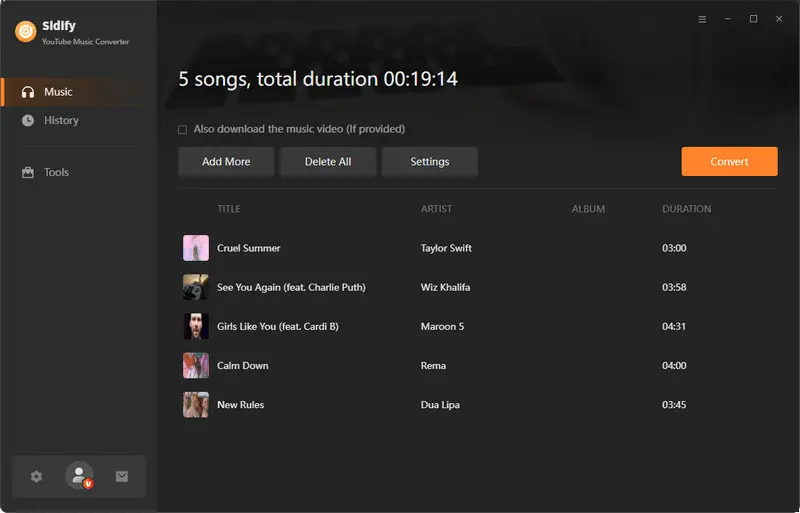 Step 4: Convert YouTube Music to MP3 formt