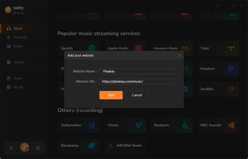 sidify music website recorder
