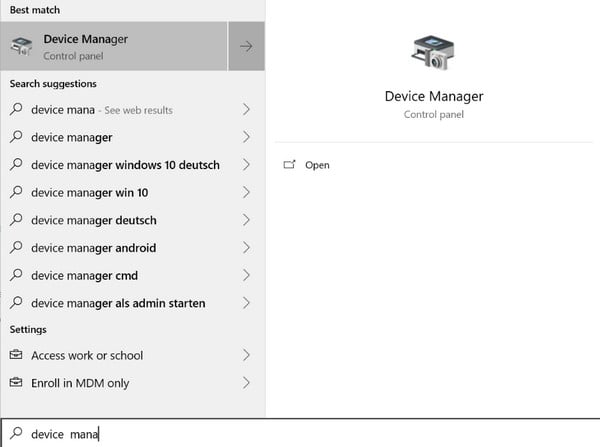 search for device manager