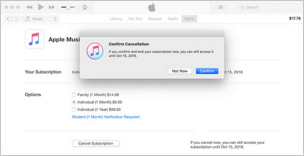 Cancel Apple Music subscription Mac