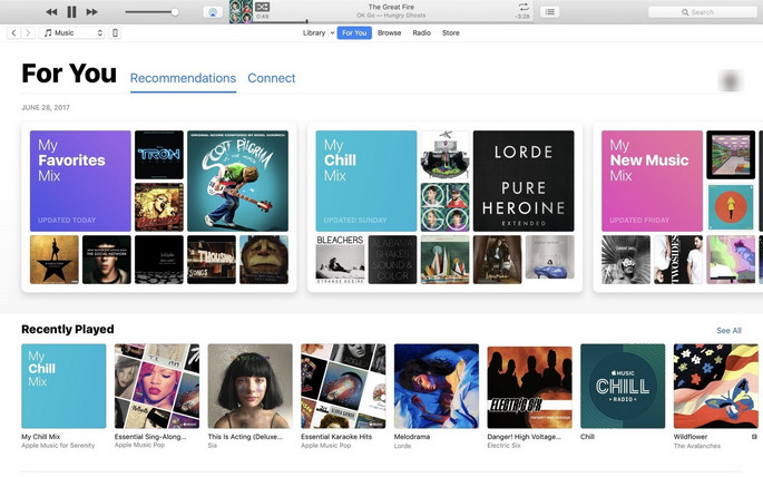Interfaccia utente di Apple Music