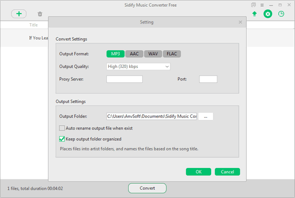Choose Output Format as MP3
