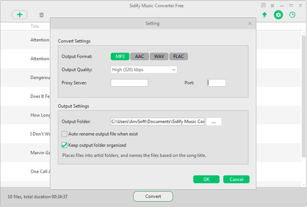 Customize the output settings