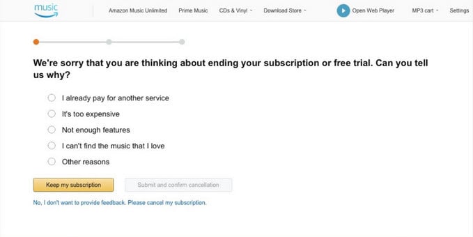 Cancel Amazon Music Subscription