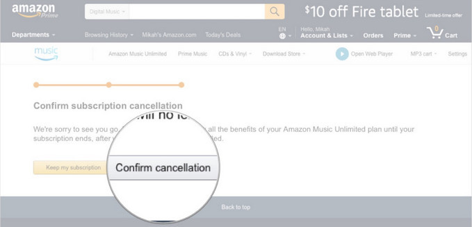 Cancel Amazon Music Subscription