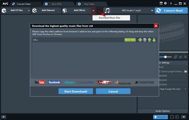 Scarica gratuitamente musica MP3 con Any Video Converter