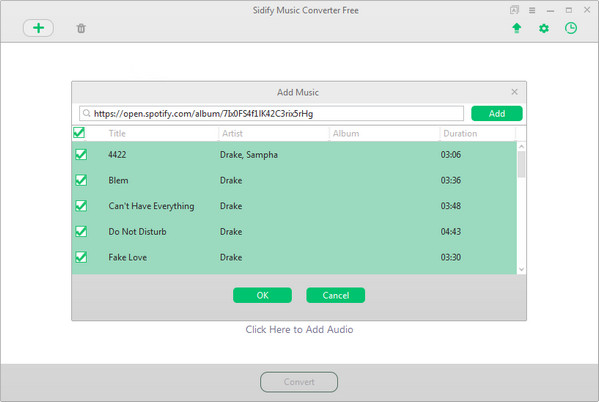 Add spotify Songs or Playlist to Sidify