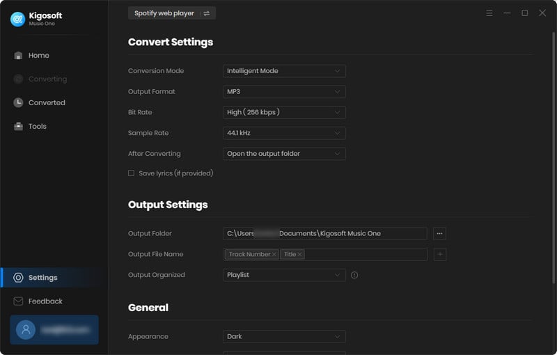 choose output settings