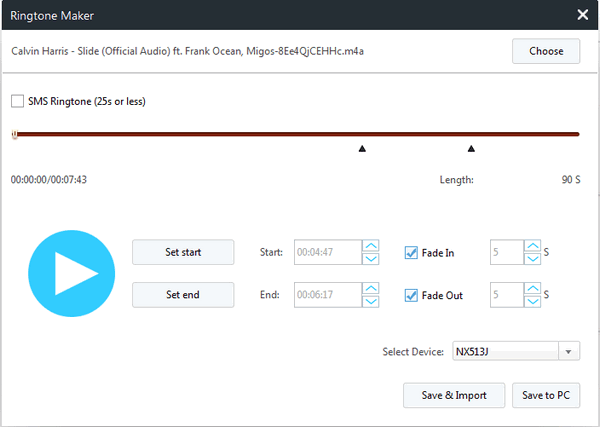 Edit ringtone with Syncios Mobile Manager