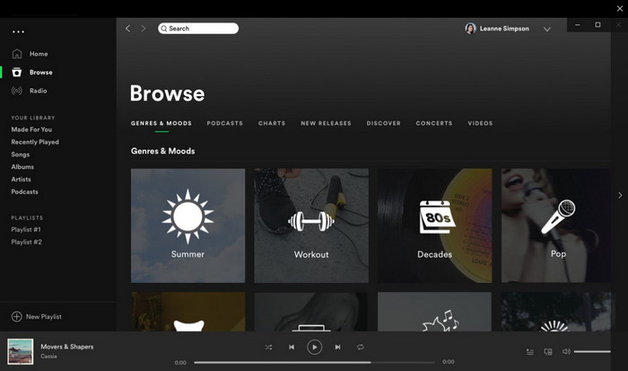 Interface do usuário do Spotify