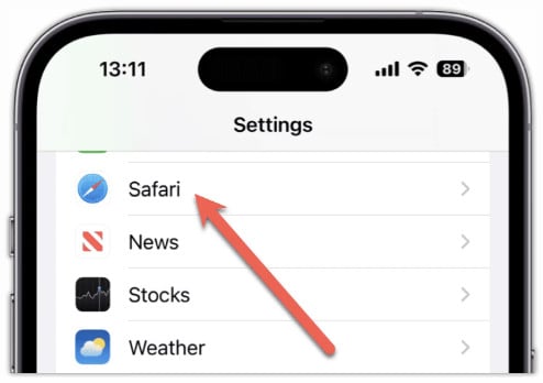 safari mobile settings