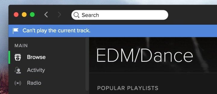 Can't Play Spotify Track