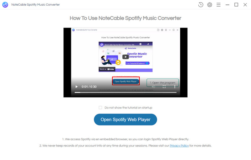 Spotify Web Player within NoteCable Spotie Music Converter