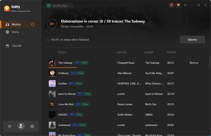 Inizia a convertire la musica di Spotify