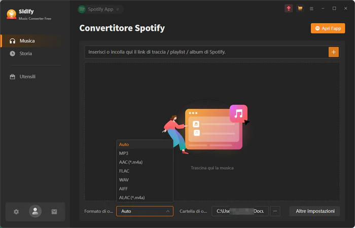 Interfaccia principale di Sidify Music Converter Free