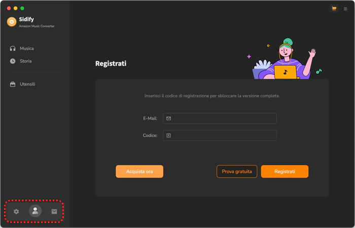 aprire le finestre di registrazione