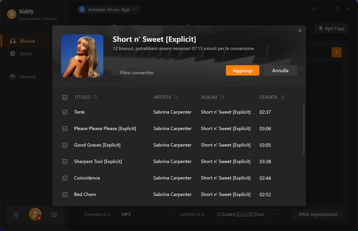 Aggiungi Amazon Music