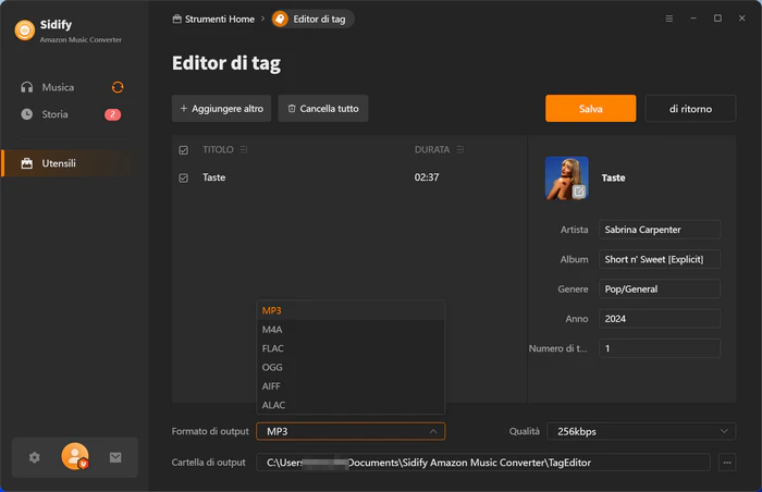 Editor di tag audio