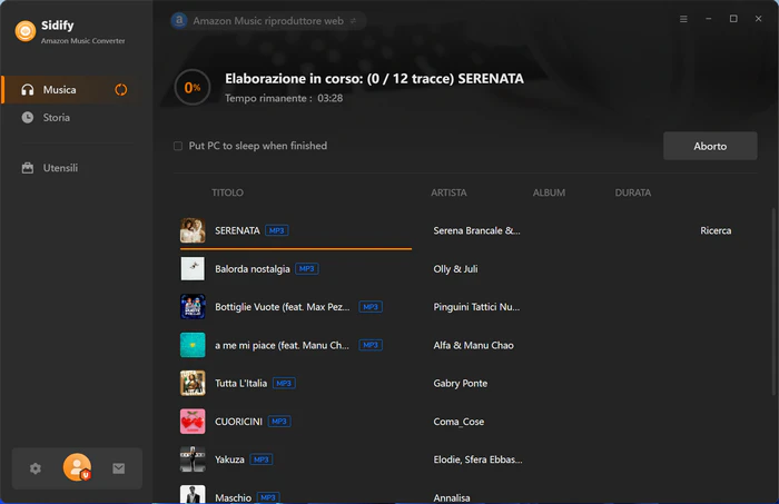 esporta la musica di Amazon sul computer