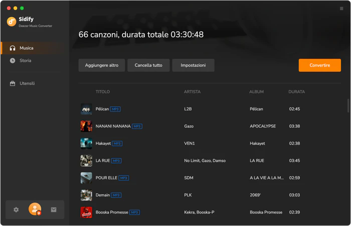 convertire musica Deezer