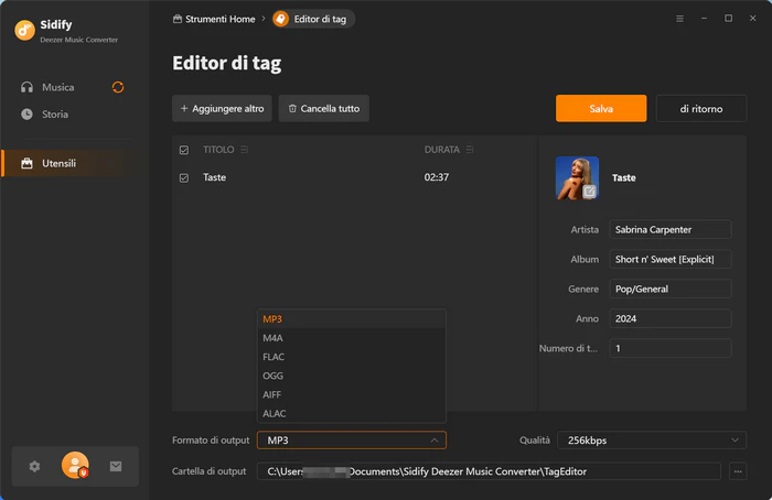 Editor di tag audio